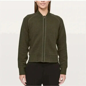 Olive Green Lululemon Bomber Jacket, Size 6
